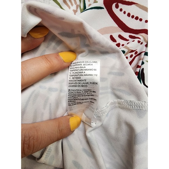 Chicos Size 3 Floral Quarter Zip Pullover Top Womens XL/16 White Red Green Golf - Picture 4 of 8